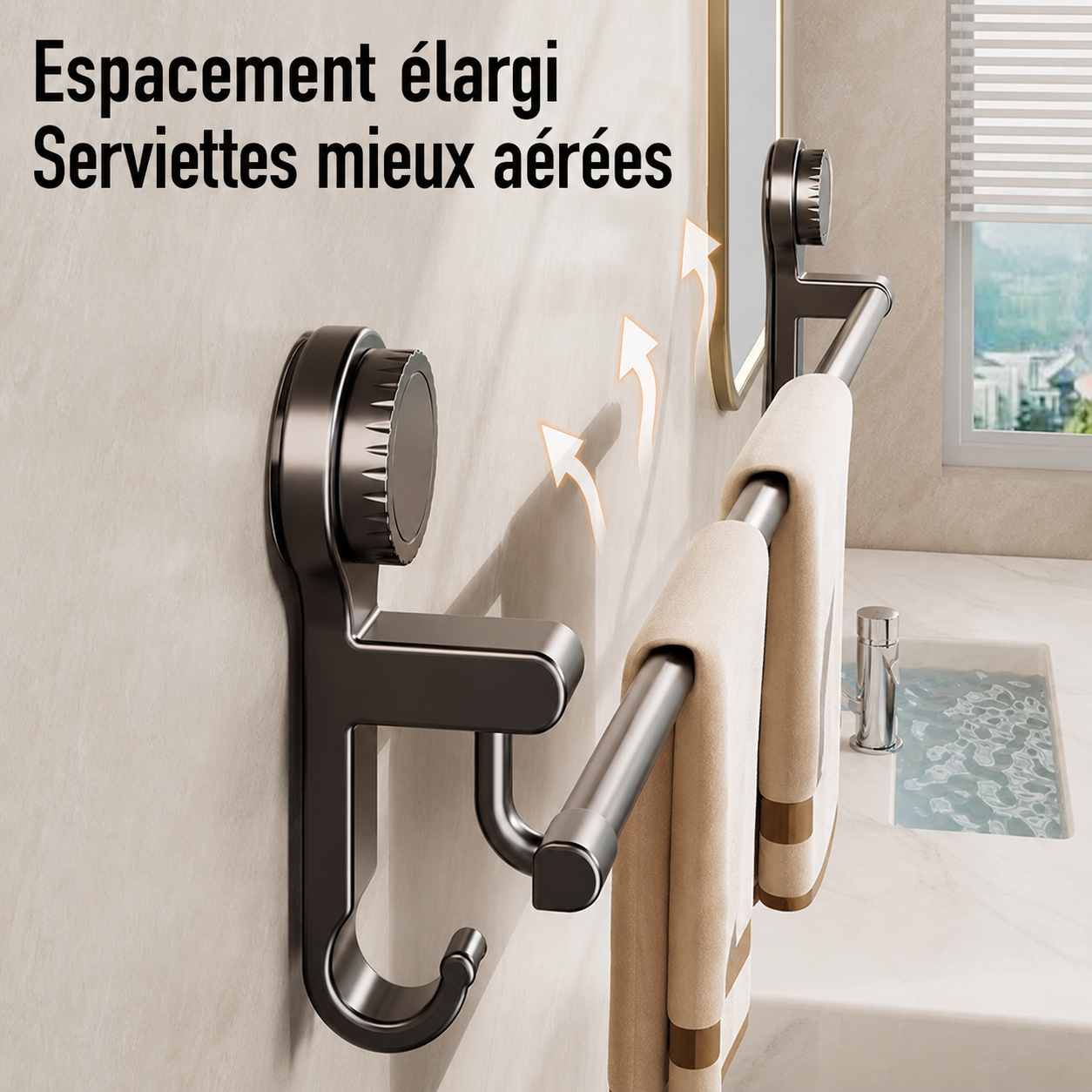 Porte-serviettes mural Rangiva pour organiser les serviettes de bain