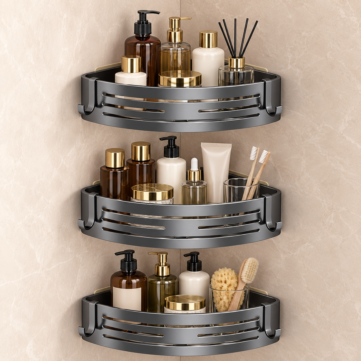 Étagère de douche d’angle sans perçage Rangiva – vue supplémentaire