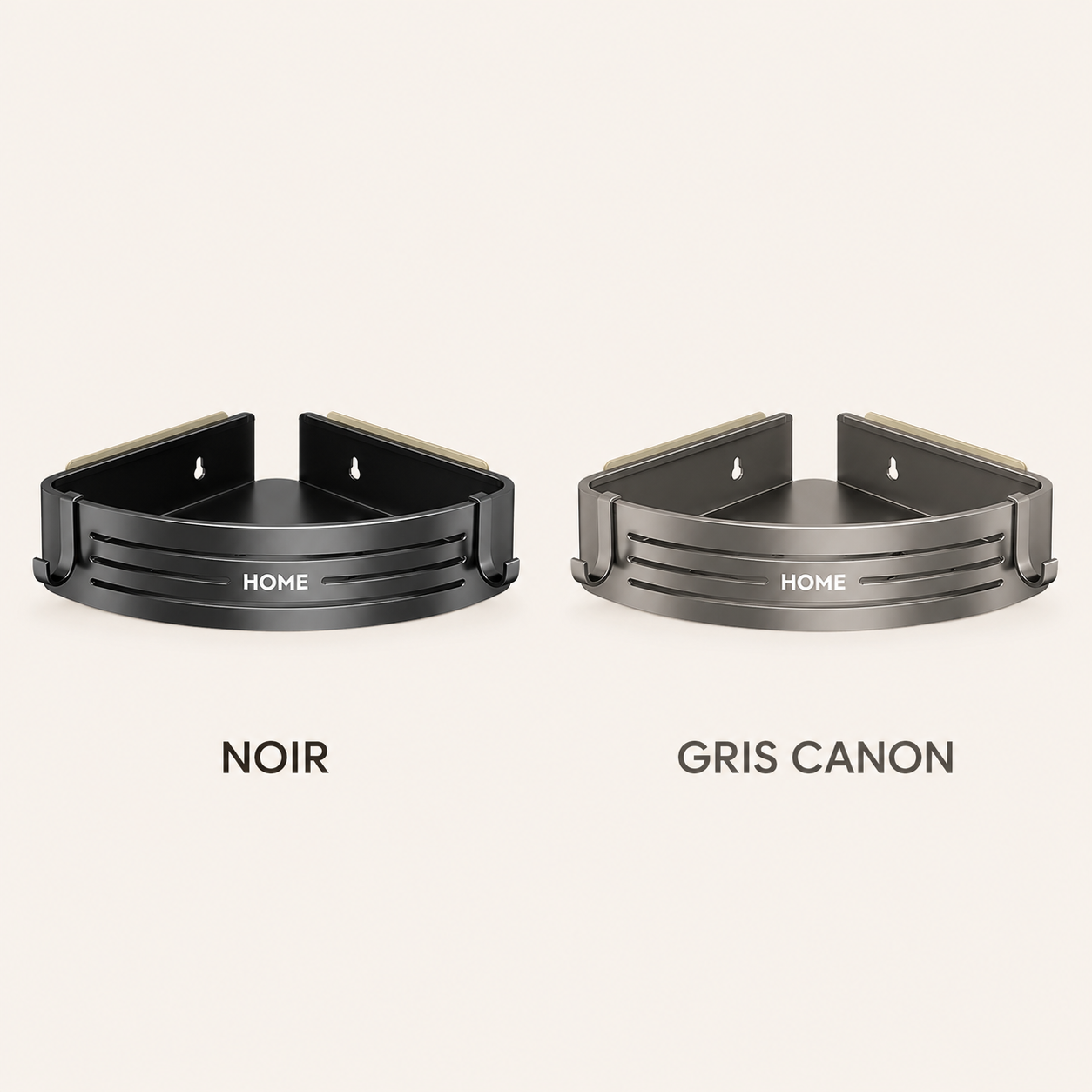 Coloris noir et gris canon de l’étagère de douche d’angle