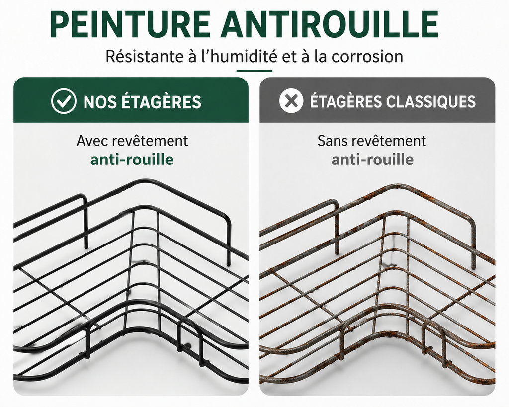 Étagère d’angle Rangiva avec fixation adhésive sans perçage